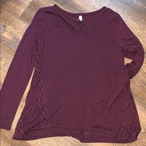 Women’s Plum cotton and lace long sleeve